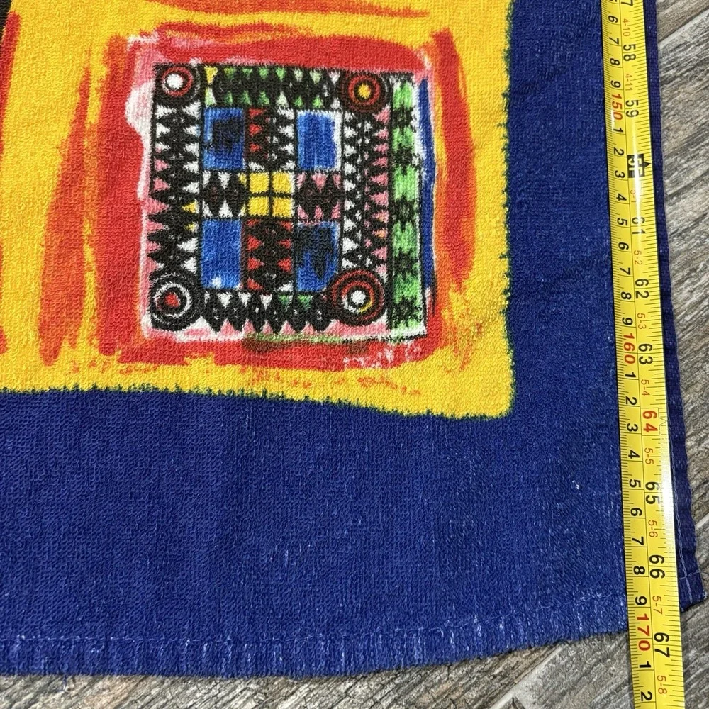 Vtg Brazilian Safari Impact Colorful XL Beach Towel 80s 90s Jungle 67X51